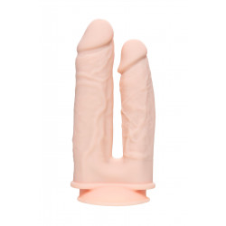 Телесный анально-вагинальный вибратор RealStick Silicone Jason M - 18 см.