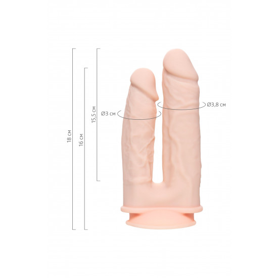 Телесный анально-вагинальный вибратор RealStick Silicone Jason M - 18 см.