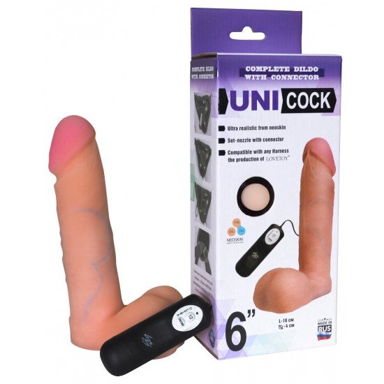 Фаллическая насадка Харнесс UNICOCK 6  с вибрацией - 17,8 см.