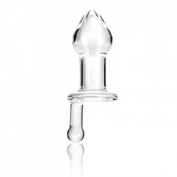Прозрачный стеклянный анальный плаг с ручкой Glass Juicer - 12,7 см.