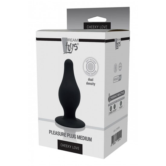Черный анальный стимулятор DUAL DENSITY PLEASURE PLUG M - 9,3 см.