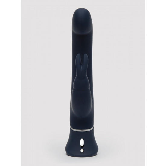 Темно-синий вибратор-кролик Greedy Girl Real-Feel Rabbit Vibrator - 25,4 см.