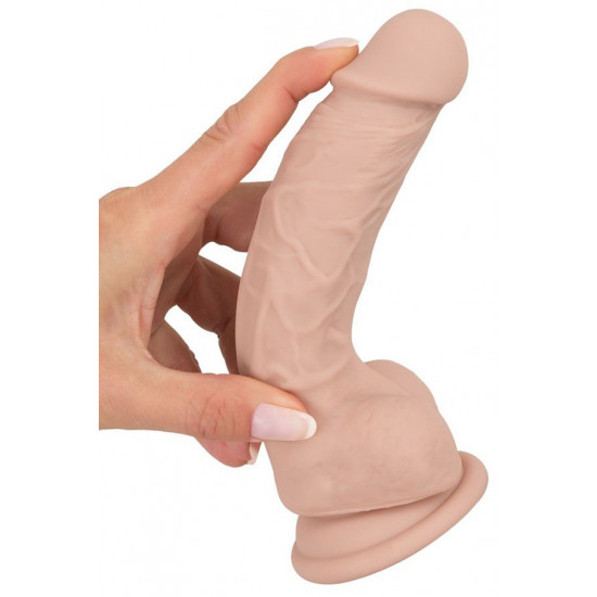 Телесный фаллоимитатор на присоске Silicone Dildo - 18 см.