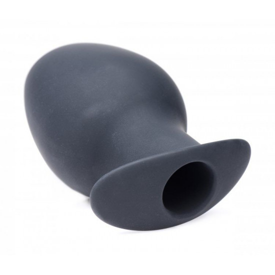 Большая черная анальная пробка Ass Goblet Silicone Hollow Anal Plug Large - 11,18 см.