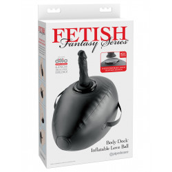 Черный надувной мяч с платформой для фиксации дилдо Body Dock Inflatable Love Ball