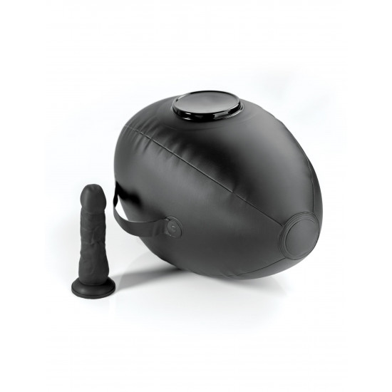 Черный надувной мяч с платформой для фиксации дилдо Body Dock Inflatable Love Ball