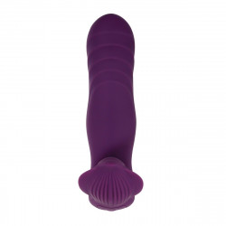 Фиолетовый ударный вибромассажер с клиторальным стимулятором