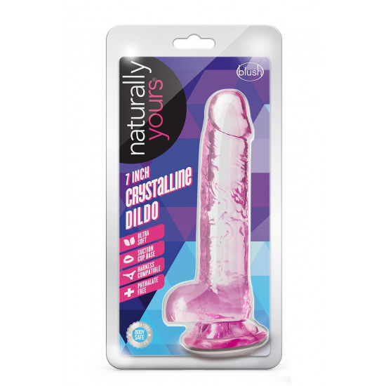 Розовый фаллоимитатор 7 Inch Crystalline Dildo - 17,7 см.