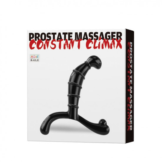 Чёрный стимулятор простаты с рёбрышками Constant Climax