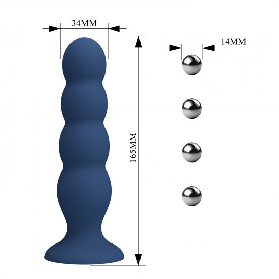 Синий анальный стимулятор со смещенным центром тяжести Silicone Anal Plug XL - 16,5 см.