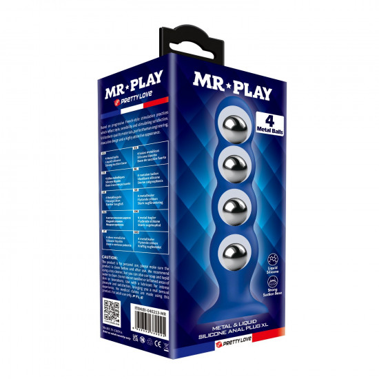 Синий анальный стимулятор со смещенным центром тяжести Silicone Anal Plug XL - 16,5 см.