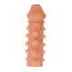 Телесная закрытая насадка с шариками Cock Sleeve 010 Size M - 15,6 см.