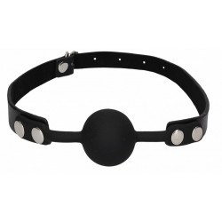 Черный кляп-шарик Silicone Ball Gag with Adjustable Bonded Leather Straps