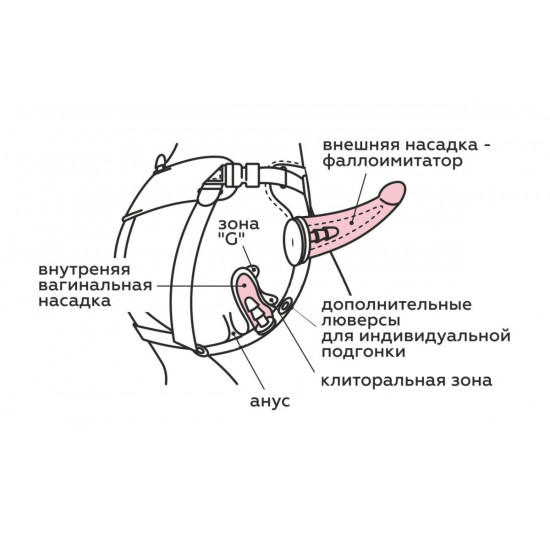 Реалистичный страпон Woman Midi с вагинальной пробкой - 19 см.