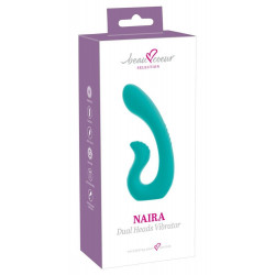Бирюзовый вибратор NAIRA Dual Heads Vibrator - 17,5 см.