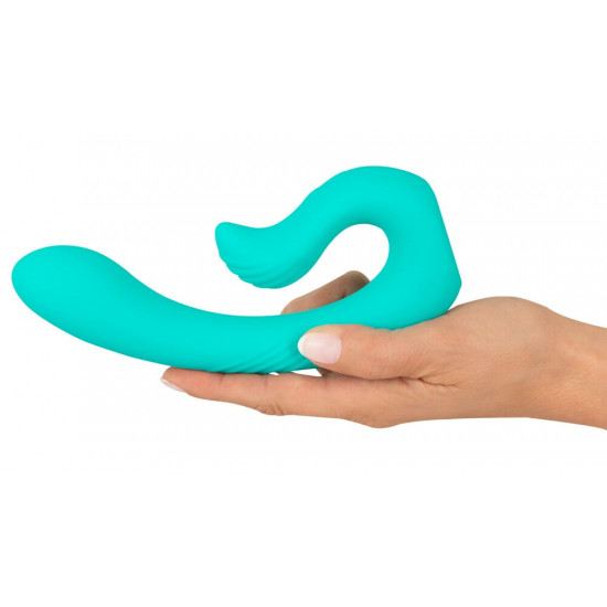 Бирюзовый вибратор NAIRA Dual Heads Vibrator - 17,5 см.