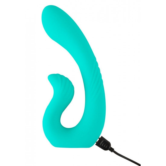 Бирюзовый вибратор NAIRA Dual Heads Vibrator - 17,5 см.