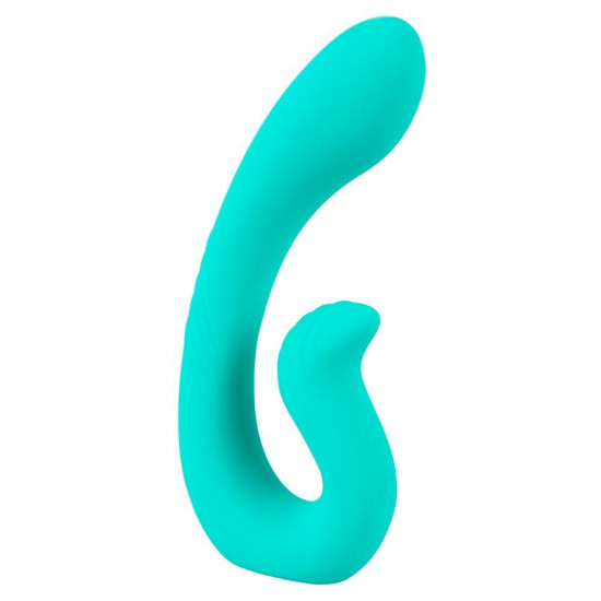 Бирюзовый вибратор NAIRA Dual Heads Vibrator - 17,5 см.