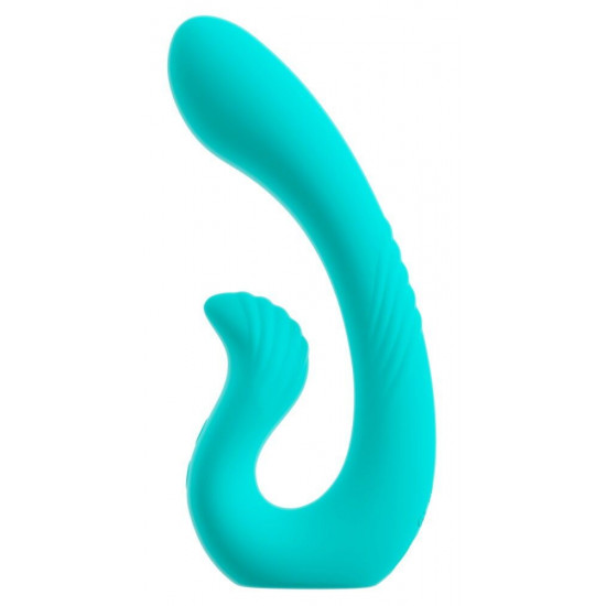 Бирюзовый вибратор NAIRA Dual Heads Vibrator - 17,5 см.
