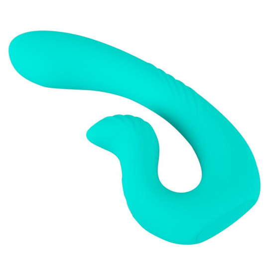 Бирюзовый вибратор NAIRA Dual Heads Vibrator - 17,5 см.