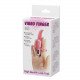 Розовый вибромассажер с щёточкой и петлями для пальцев Vibro Finger