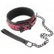 Красно-чёрный кожаный ошейник с поводком Collar With Leash