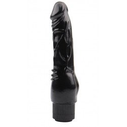 Черный вибратор Vibrating Naughty Cock - 20 см.