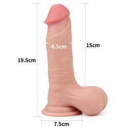 Телесный фаллоимитатор Sliding Skin Dual Layer Dong - 19,5 см.