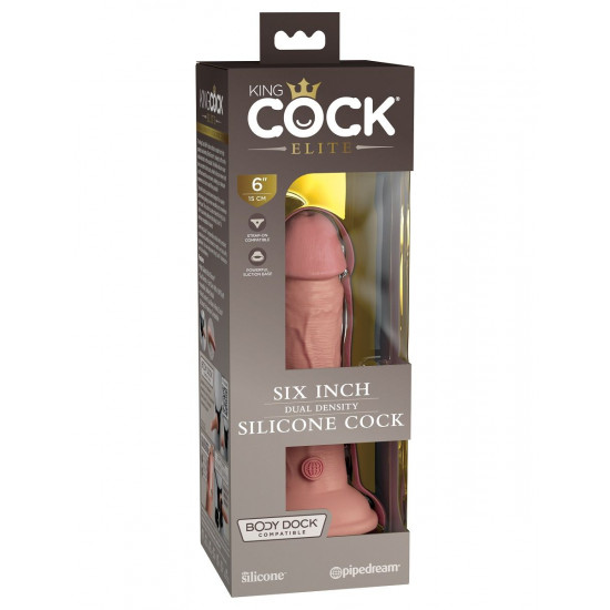 Телесный фаллоимитатор 6  Silicone Dual Density Cock - 17 см.