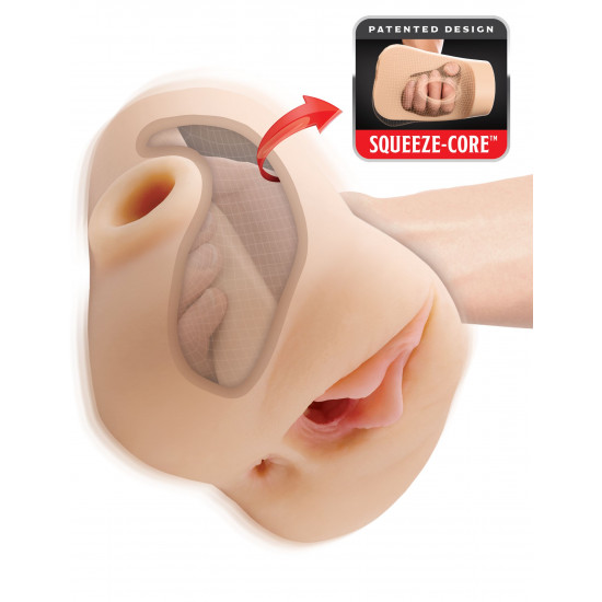 Телесный мастурбатор с вибрацией Double Pounder Vibrating Squeeze Stroker