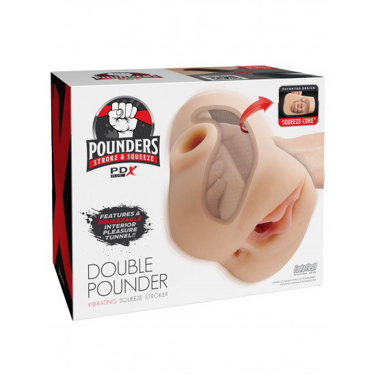 Телесный мастурбатор с вибрацией Double Pounder Vibrating Squeeze Stroker