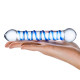 Прозрачный фаллос с голубой спиралью Spiral Dildo - 17 см.