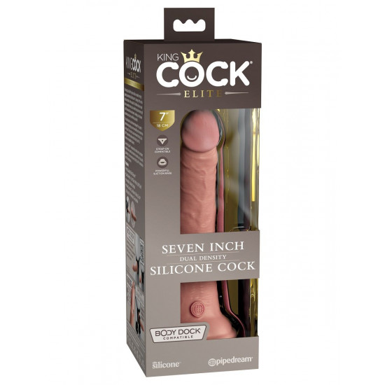 Телесный фаллоимитатор 7  Silicone Dual Density Cock - 21 см.