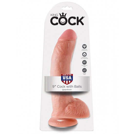 Телесный фаллоимитатор 9  Cock with Balls - 22,9 см.