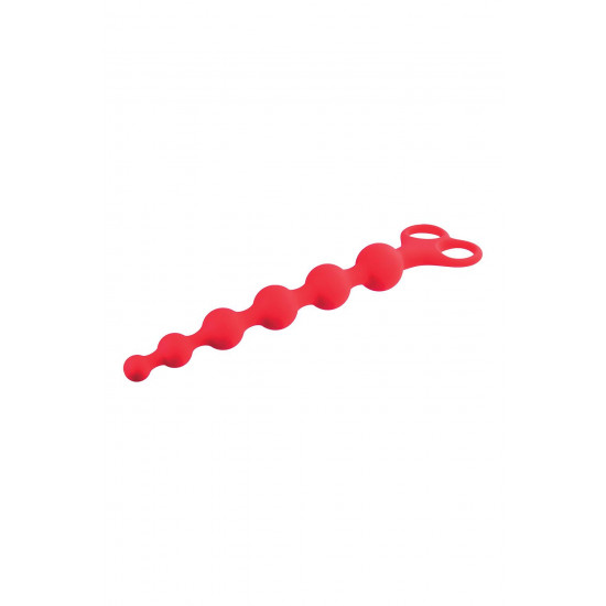 Красная анальная цепочка Ribbed Silicone Anal Beads - 26 см.