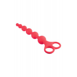Красная анальная цепочка Ribbed Silicone Anal Beads - 26 см.