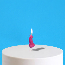 Розовая свеча на торт в форме фаллоса - 4,5 см.