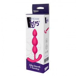 Розовая анальная цепочка Silky Smooth T-Teardrop - 14 см.