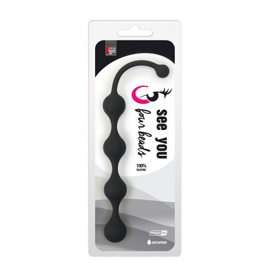 Чёрная анальная цепочка Four Beads Anal Black - 24 см.