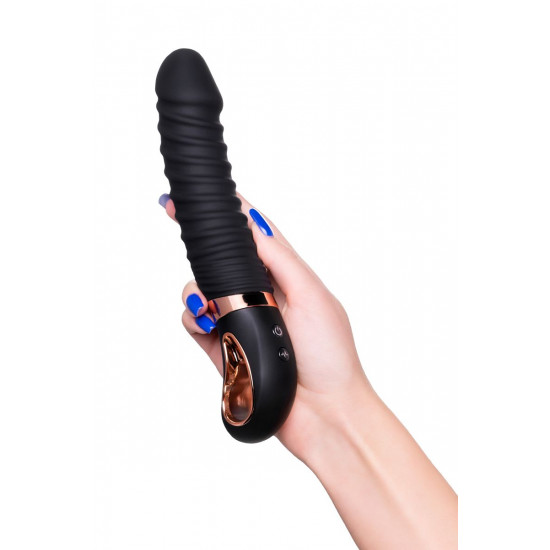 Черный вибратор Waname D-Splash Hurricane с ребрышками - 22,5 см.