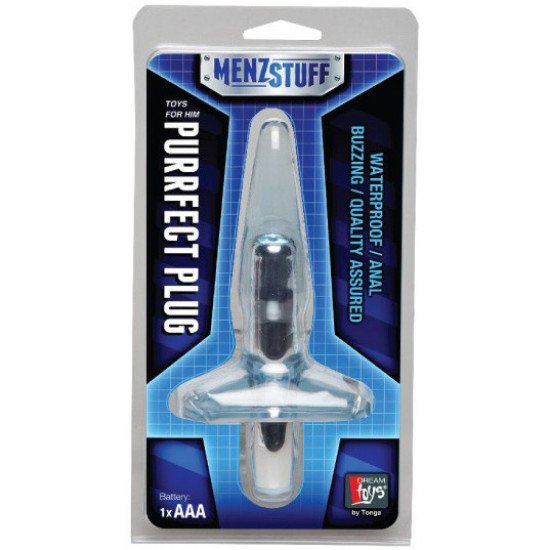 Голубая анальная пробка Purrfect Plug - 9,5 см.
