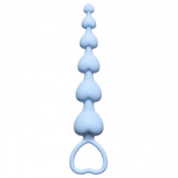 Голубая анальная цепочка Heart s Beads Blue - 18 см.