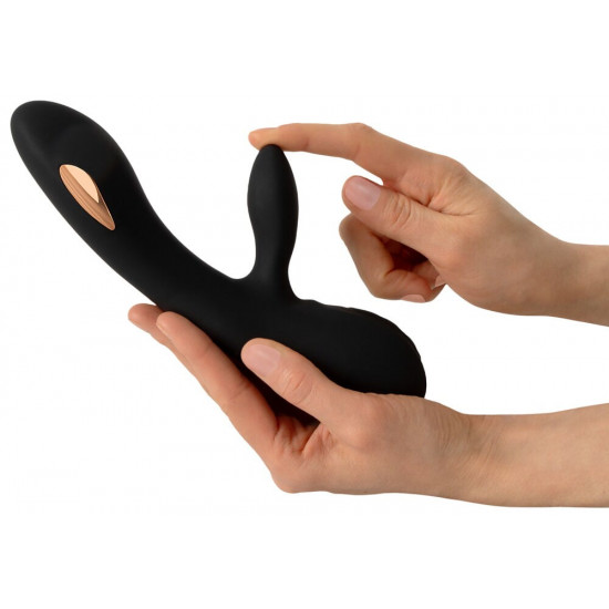 Черный вибратор-кролик с электростимуляцией E-Stim Rabbit Vibrator - 20,5 см.