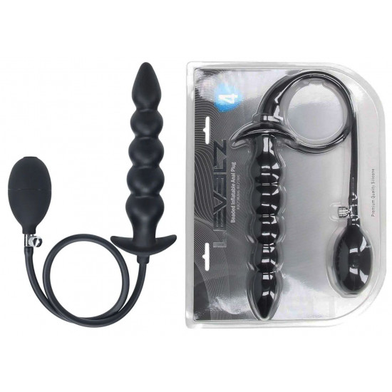 Черная анальная елочка с функцие расширения Beaded Inflatable Silicone Anal Plug