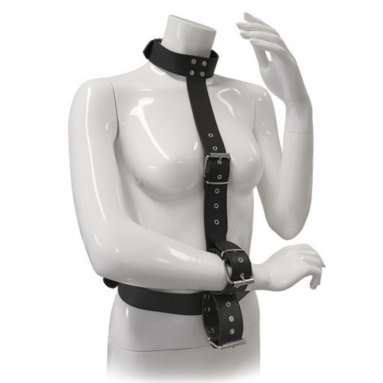 Чёрный комплект для фиксация рук RESTRAINT BODY HARNESS WITH COLLAR