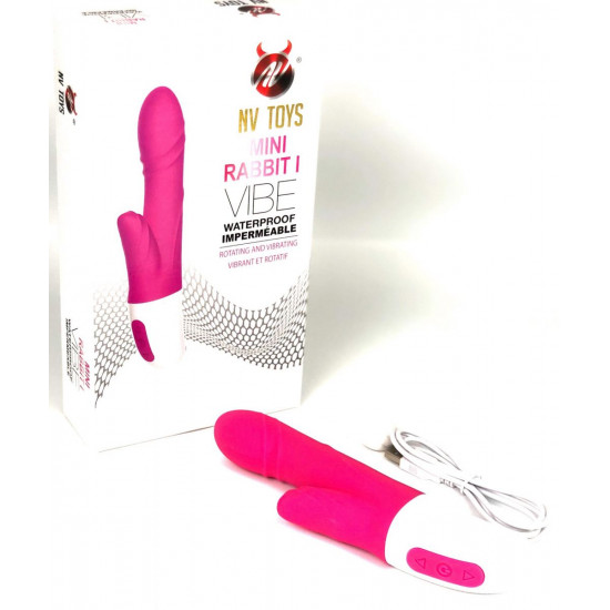 Ярко-розовый вибратор-кролик Mini Rabbit I - 19,5 см.