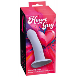 Голубой вибростимулятор на присоске Heart Guy - 17 см.