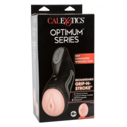Перезаряжаемый вибромастурбатор с двумя сменными вставками Optimum Power Grip-N-Stroke Перезаряжаемый вибромастурбатор с двумя сменными вставками Optimum Power Grip-N-Stroke