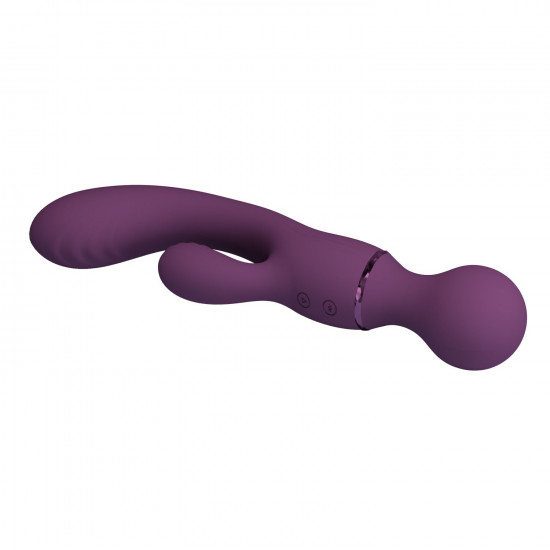 Сливовый двусторонний вибратор 2-в-1 All Rounder - кролик и wand