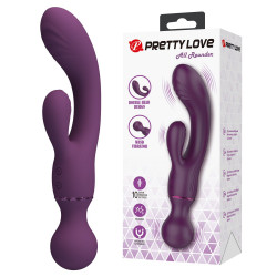 Сливовый двусторонний вибратор 2-в-1 All Rounder - кролик и wand